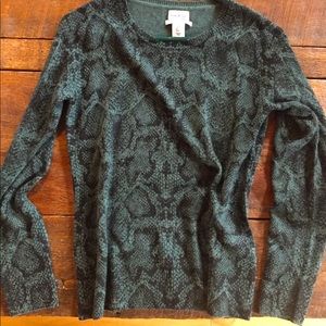 Cashmere snake print teal sweater